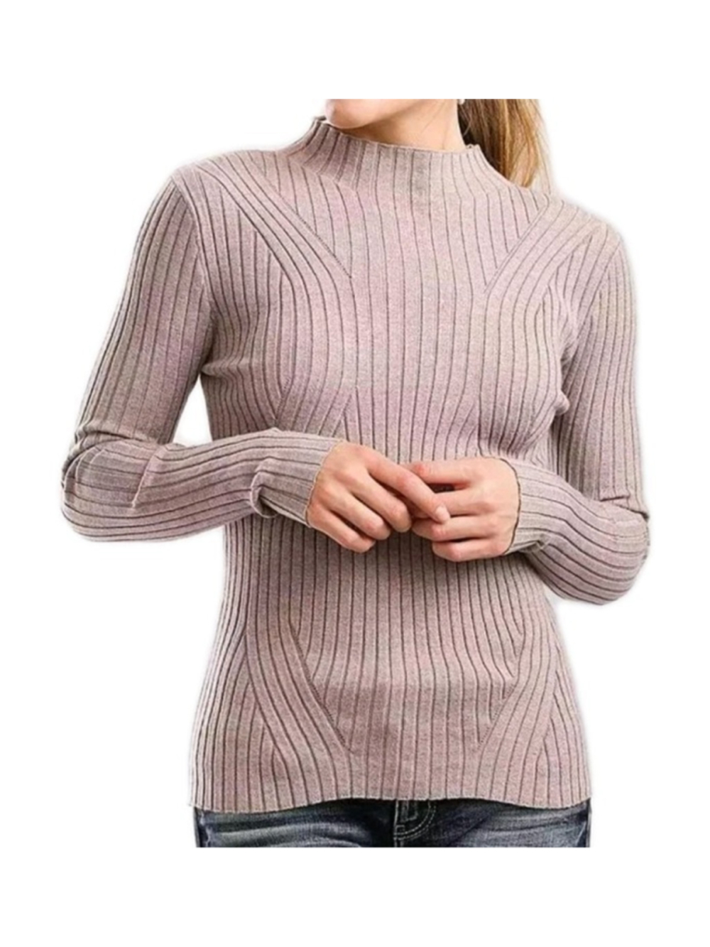 Red by BKE Ribbed Knit Mock Neck Sweater Taupe Long Sleeve NWT Sz XL Capsule